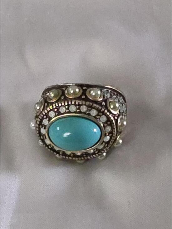 Swarovski Jewelry - Heidi Daus Turquoise & Swarovski Crystal Ring Sz 6